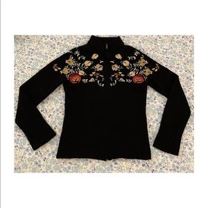 Sleeping on Snow embroidered black cardigan
